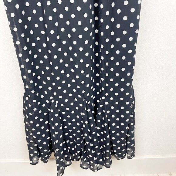 Lulus Black Polka Dot Midi Ruffle Tank Dress Sweetheart Neckline Large - Picture 3 of 9